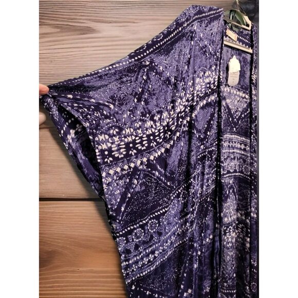 New Blue Boho Open Kimono Topper Tassels Altar'd State Sz M/L - Picture 2 of 8